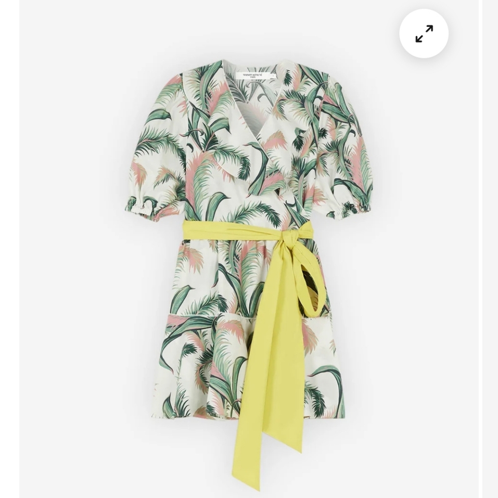Maison Kitsune palm frond print wrap mini dress